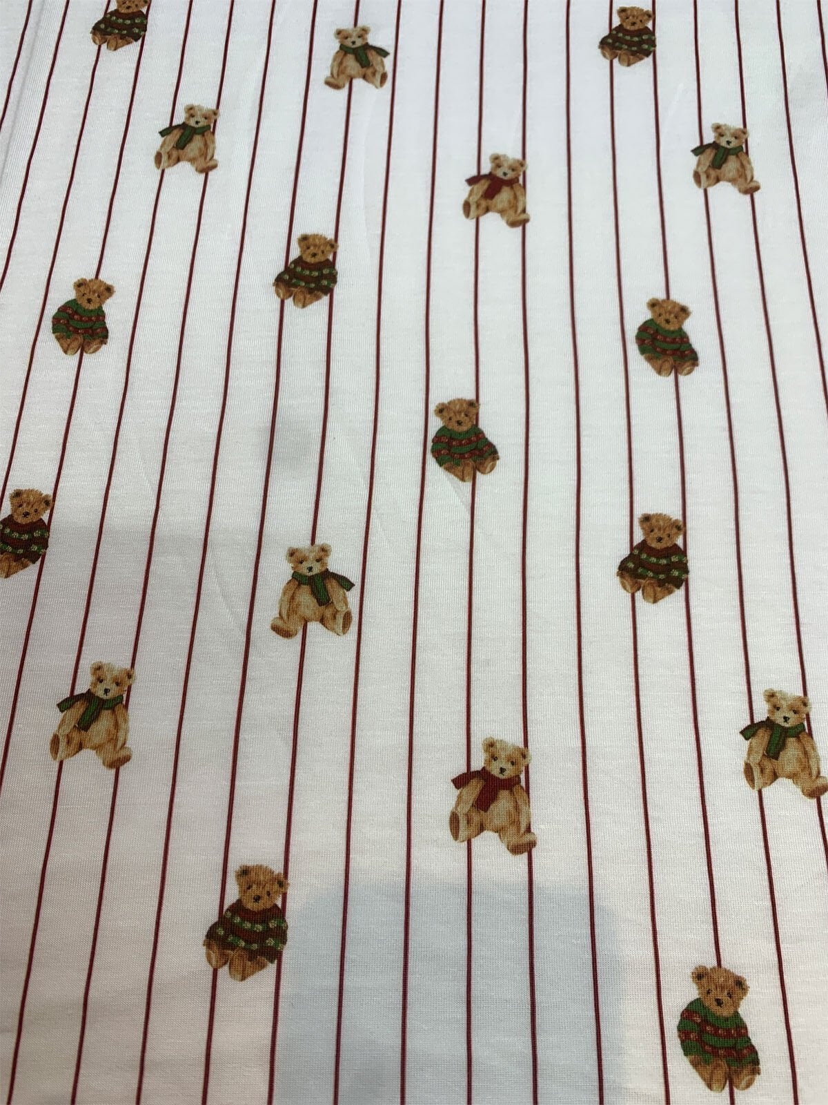 Desenli Viskon Penye Kumaş Dökümlü Esnek Elbiselik - Ayıcık Desenli