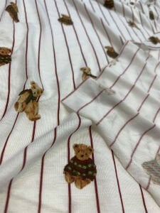 Desenli Viskon Penye Kumaş Dökümlü Esnek Elbiselik - Ayıcık Desenli