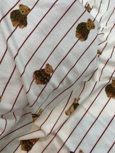 Desenli Viskon Penye Kumaş Dökümlü Esnek Elbiselik - Ayıcık Desenli