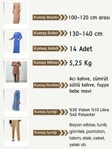 Dabıl Krep Kumaş Seti, Boyları 100-120 cm arası 14 adet