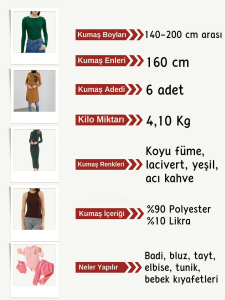 Elbiselik Esnek Polyester Kaşkorse Seti, Boyları 140-200 cm arası 6 adet