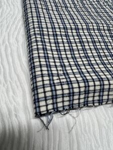 Kışlık Ekose Gömleklik Kumaş, Parça 150x150 cm - Mavi Ekru Kareli