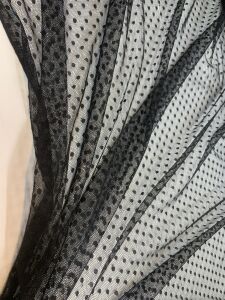 Puantiyeli Tül Dantel Kumaş - Siyah Rengi