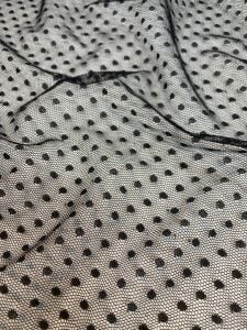 Puantiyeli Tül Dantel Kumaş - Siyah Rengi