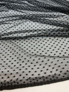 Puantiyeli Tül Dantel Kumaş - Kahve Rengi