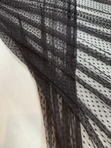 Puantiyeli Tül Dantel Kumaş - Kahve Rengi