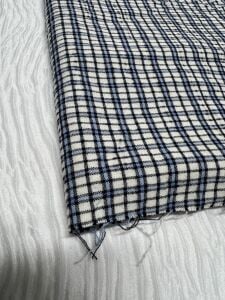Kışlık Ekose Gömleklik Kumaş, Parça 135x150 cm - Mavi Ekru Kareli