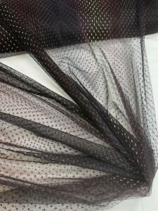 Puantiyeli Hayal Tül Kumaş - Siyah