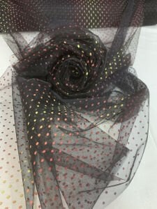 Puantiyeli Hayal Tül Kumaş - Siyah