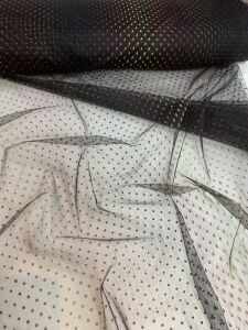 Puantiyeli Hayal Tül Kumaş - Siyah