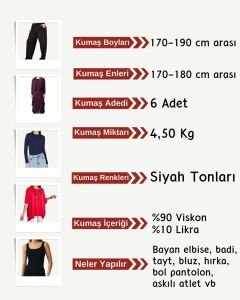 Viskon Penye Esnek Dökümlü Kumaş Seti, Boyları 170-190 cm arası 14 adet