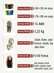 Süprem Kumaş Penye Seti, Boyları 100-120 cm arası 14 adet