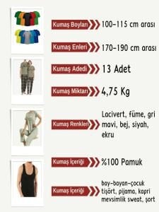 Süprem Kumaş Penye Seti, Boyları 100-115 cm arası 13 adet