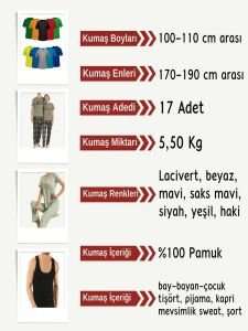 Süprem Kumaş Penye Seti, Boyları 100-110 cm arası 17 adet