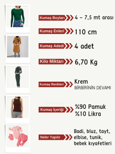 İnce Kaşkorse Esnek Kumaş Seti, Boyları 4-7,5 metre arası 4 adet Krem