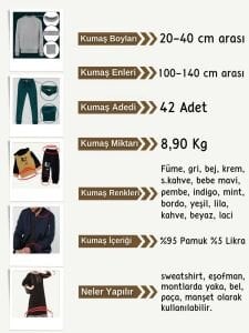 8,9 kg Ribana Fitilli Kumaş Seti, Boyları 20-40 cm arası 42 adet