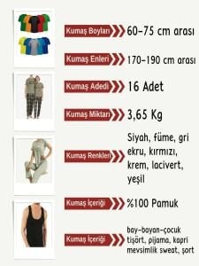 Süprem Kumaş Penye Seti, Boyları 60-75 cm arası 16 adet