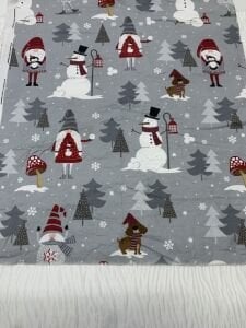 Desenli Pazen Kumaş, Parça 95x140 cm - Kuru Kardan Adam Desenli