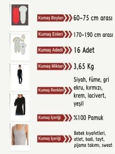 Esnek Bebe Ribanası Penye Kumaş Seti, Boyları 100-110 cm arası 10 adet