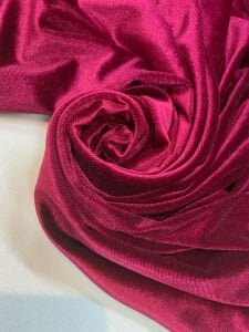 İpekKadife Kumaş Likralı Dökümlü Elbiselik Bordo