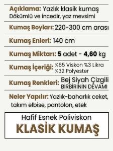 Yazlık Klasik Kumaş Hafif Esnek Seti