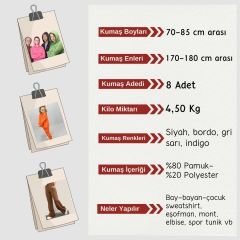 Şardonlu 3 İplik Kumaş Seti, Boyları 70-85 cm arası 8 adet