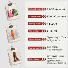 Şardonlu 3 İplik Kumaş Seti, Boyları 75-90 cm arası 11 adet
