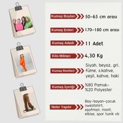 Şardonlu 3 İplik Kumaş Seti, Boyları 50-65 cm arası 11 adet