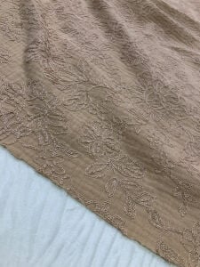 Bej Nakışlı Müslin Kumaş