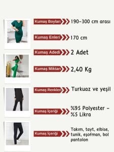 Dalgıç Kumaş Seti, Boyları 190-300 cm 2 adet