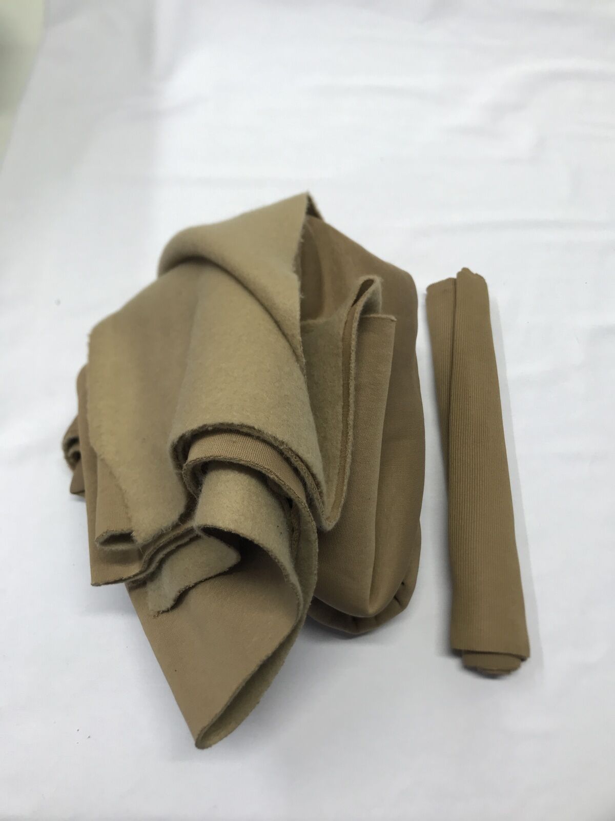 Ribanalı Şardonlu 3 İplik Kumaş, Parça 110x180 cm Sütlü Kahve