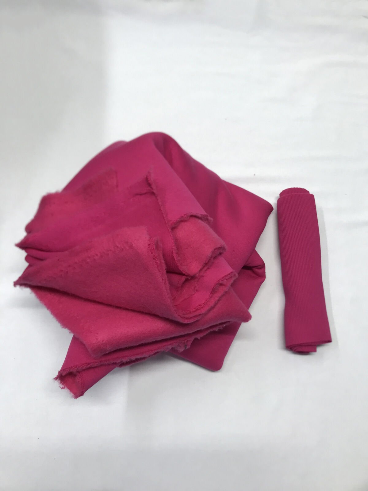 Ribanalı Şardonlu 3 İplik Kumaş, Parça 110x190 cm Fuşya