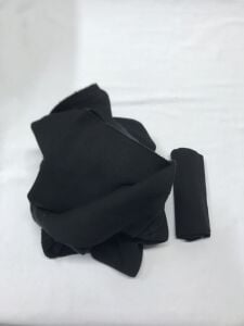 Ribanalı Şardonlu 3 İplik Kumaş, Parça 100x180 cm Siyah