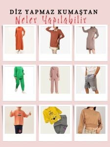 Ribanalı Diz Yapmaz 2 İplik Kumaş, Parça 100x180 cm Ekru