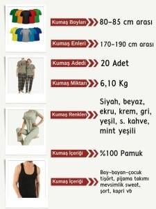 Süprem Kumaş Penye Seti, Boyları 80-85 cm arası 20 adet