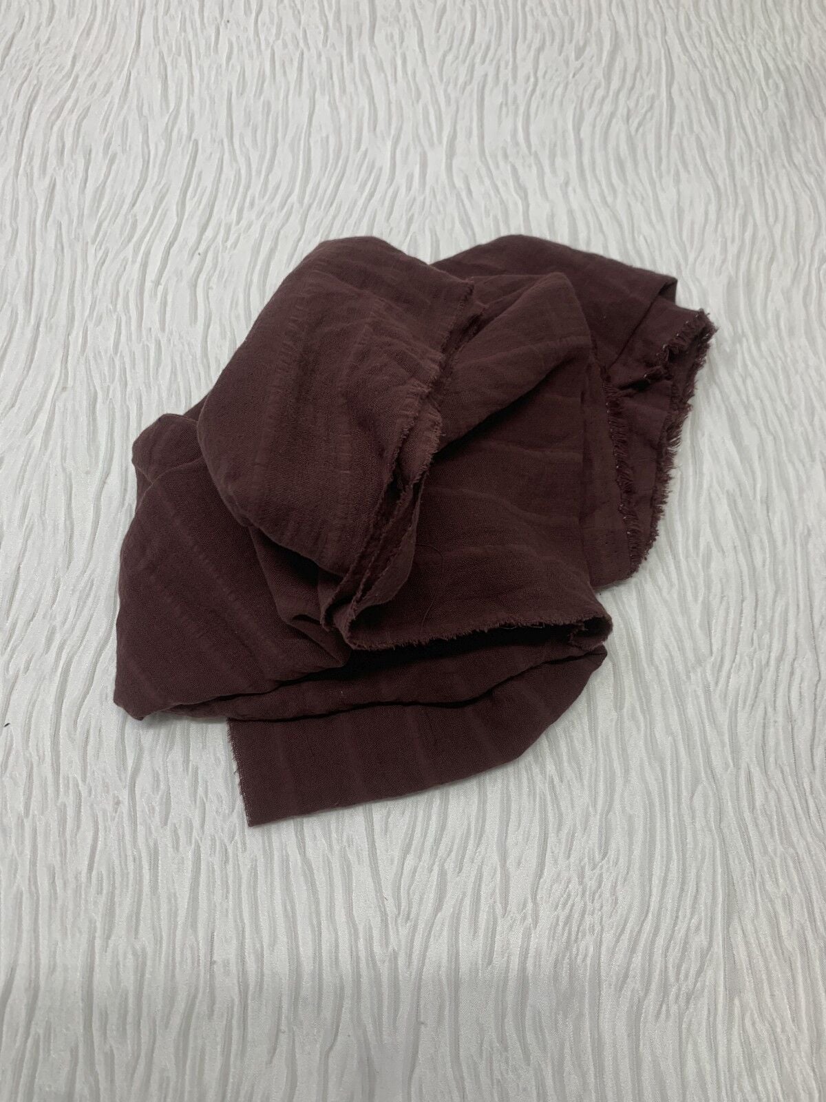 Müslin Kumaş, Parça 80x150 cm - Bordo Kendinden Çizgili
