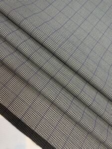 Ekose Kazayağı Desenli Klasik Takımlık Dış Giyim Kumaşı – Siyah Ekru