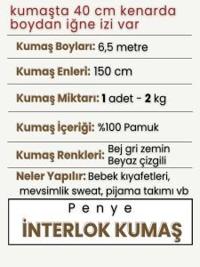 Çizgili İnterlok Kumaş Penye - Boyu 6,5 metre 1 adet (İĞNE İZİ VAR)