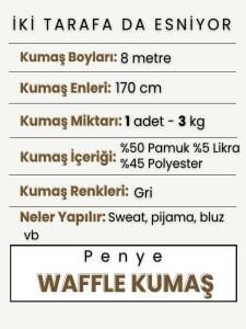 Gri Waffle Kumaş Penye - Boyu 8 metre 1 adet