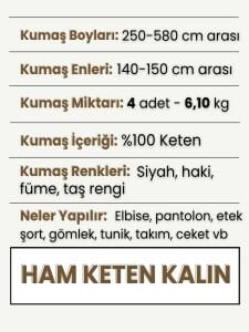 Kalın Ham Keten Kumaş Seti, Boyları 250-580 cm arası 4 adet