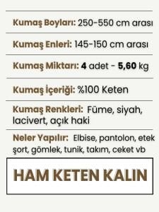 Kalın Ham Keten Kumaş Seti, Boyları 250-550 cm arası 5 adet(Kopya)