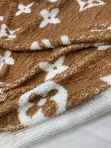 Tek Taraflı Welsoft Kumaş, Kahverengi Monogram Desenli