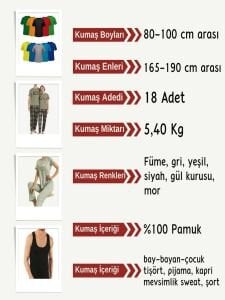 Süprem Kumaş Penye Seti, Boyları 80-100 cm arası 18 adet