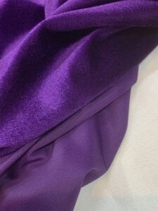 İpek Kadife Kumaş Likralı Dökümlü Elbiselik Mor