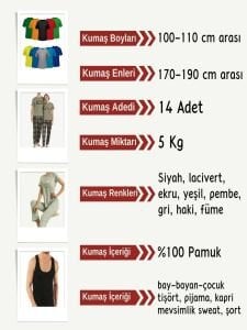 Süprem Kumaş Penye Seti, Boyları 100-110 cm arası 14 adet