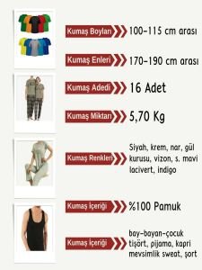 Süprem Kumaş Penye Seti, Boyları 100-115 cm arası 16 adet