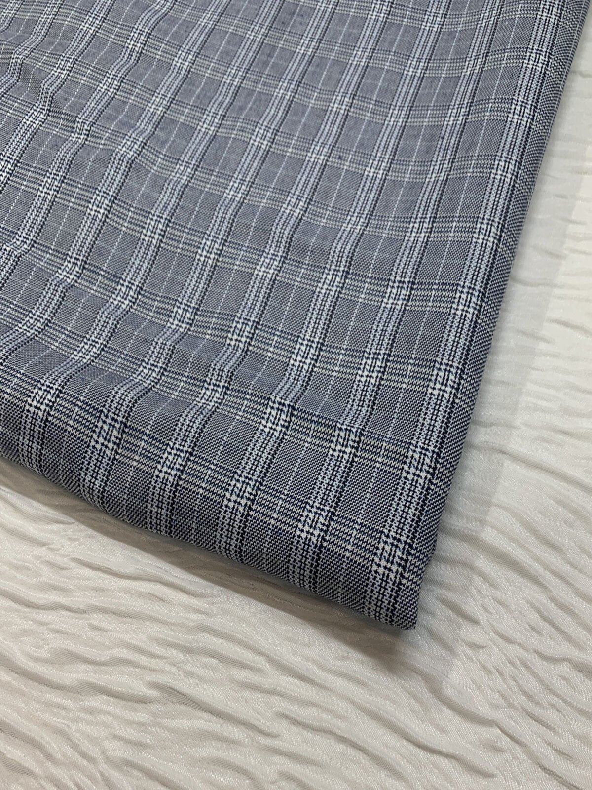 Dış Giyimlik Klasik Ekose Kumaş Mavi, Parça 125x150 cm