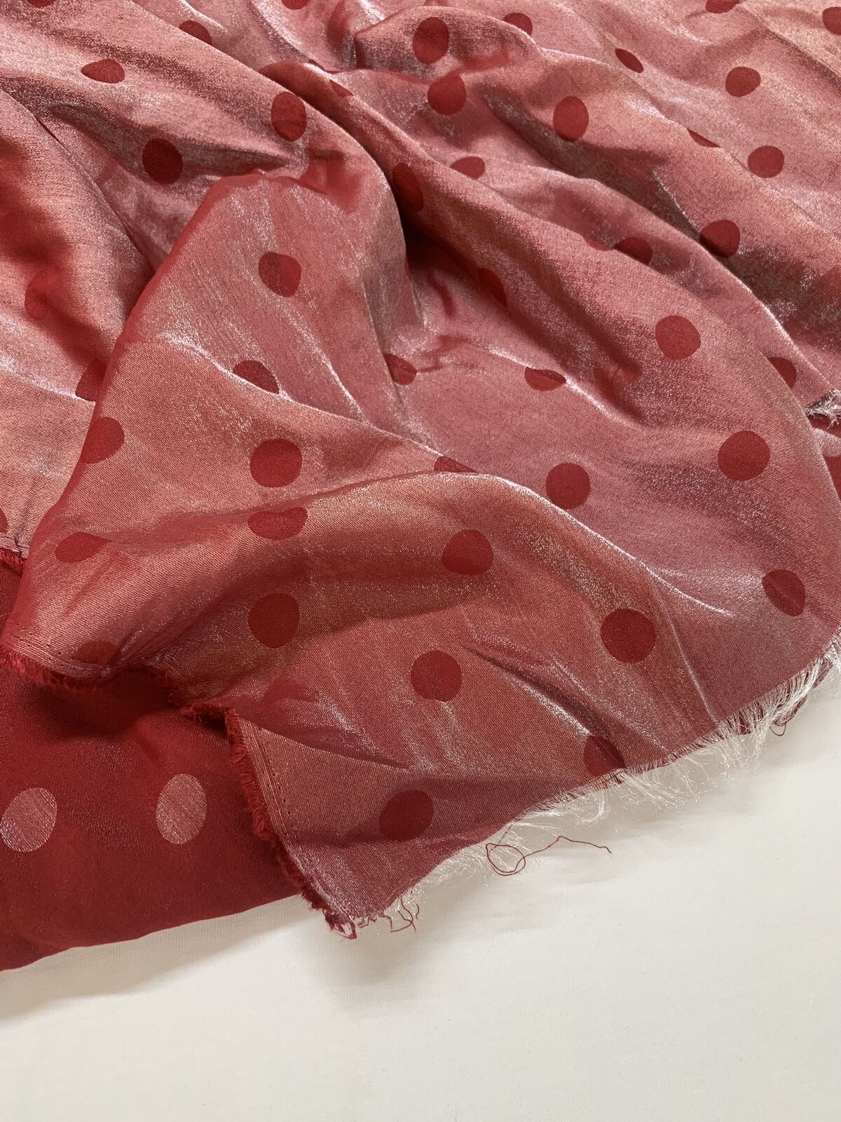 Jakarlı Monaray Kumaş, Parça 220x150 cm Bordo Puanlı Desen