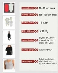 Bebe Ribanası Penye Kumaş Seti, Boyları 70-90 cm arası 16 adet